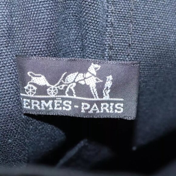 HERMES Fourre Tout MM Hand Bag Canvas Black Gray Silver Auth - Picture 13 of 16